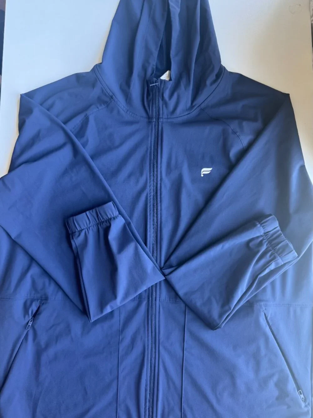Fabletics Men's Blue Performance Hooded Zip Jacket Size Large NWOT